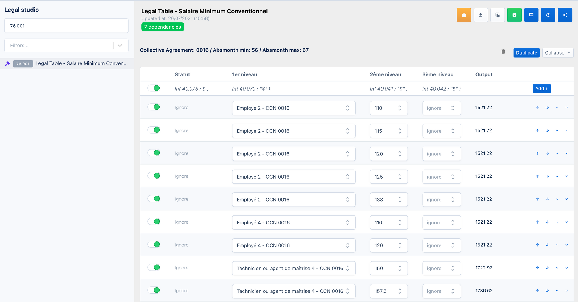 An example of one of JetLang feature: the Legal Studio editor, where our payroll experts can configure computation based on local work laws)